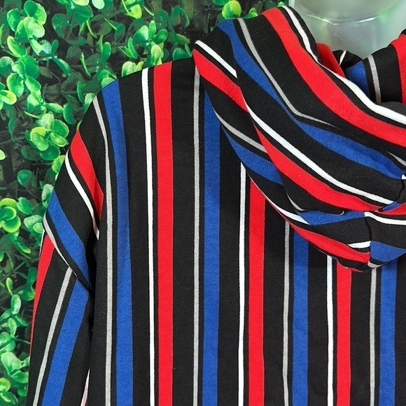 Urban Outfitters Small Vertical Striped Hoodie sweatshirt Red Blue Y2K 90s vibes - Picture 11 of 12